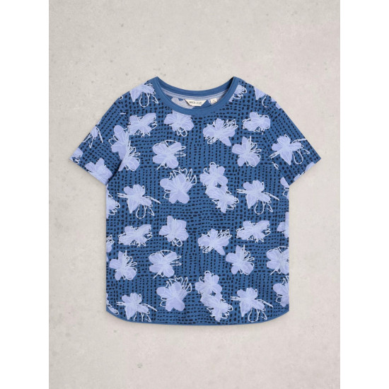 White Stuff Clara Crew Neck Short Sleeve Tee in Navy Multi