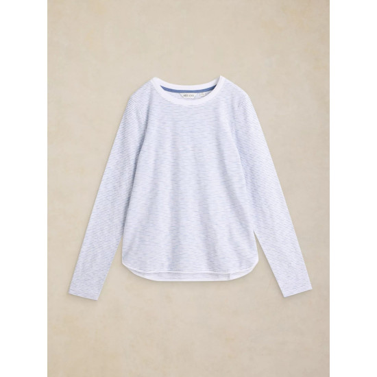 White Stuff Clara LS Texture Tee in White Multi