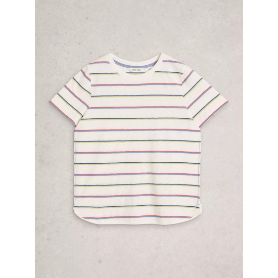 White Stuff Clara Stripe Short Sleeve Tee in Ivory Multi
