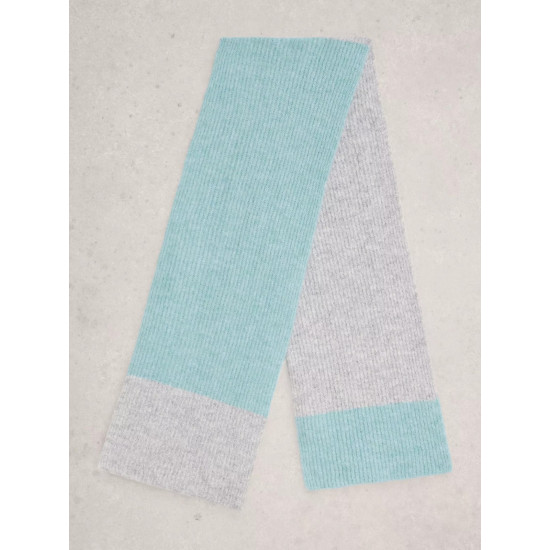 White Stuff Colourblock Knitted Scarf in Blue Multi