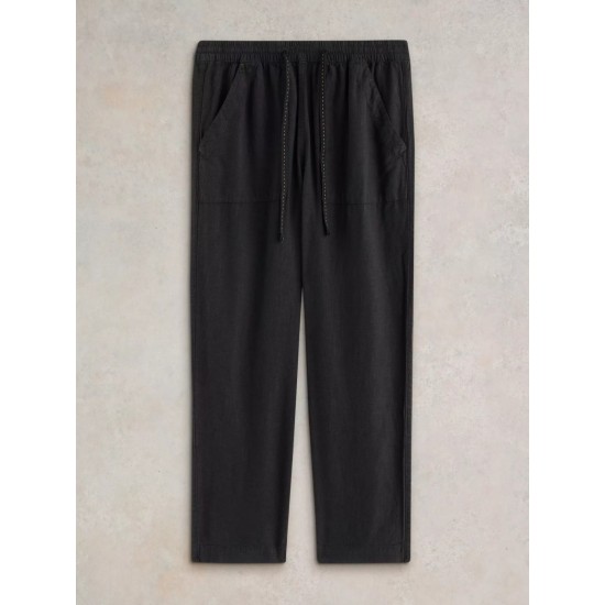 White Stuff Elle Linen Blend Trouser in Pure Black