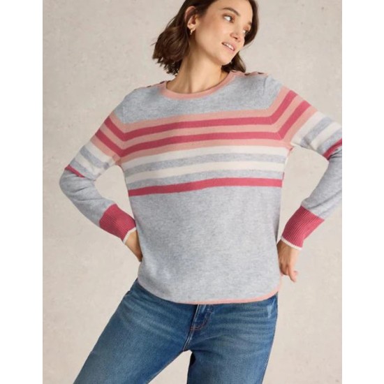 White Stuff Emma Stripe Jumper in Grey Multi