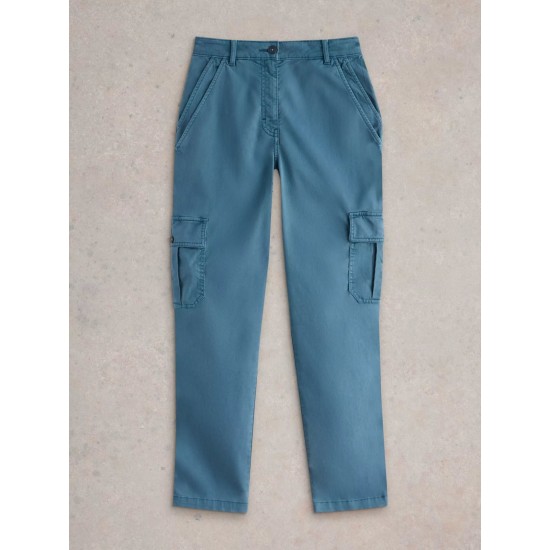 White Stuff Everleigh Cargo Trouser in Mid Blue