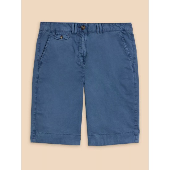 White Stuff Hayley Organic Cotton Shorts in Mid Blue