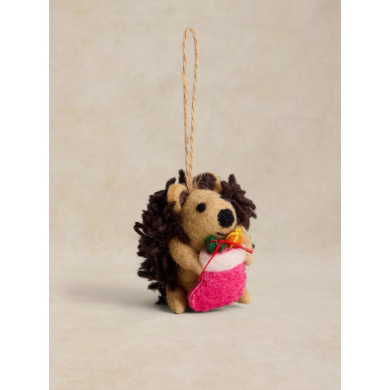 White Stuff Hedgehog Stocking Hanging Dec in Natural Multi
