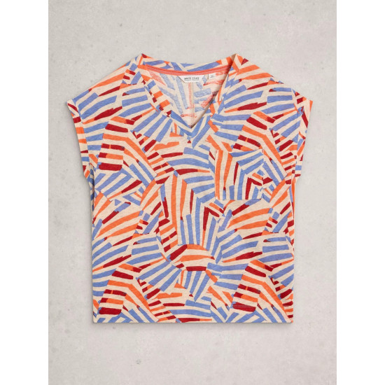 White Stuff Iris Linen Tee in Natural Multi