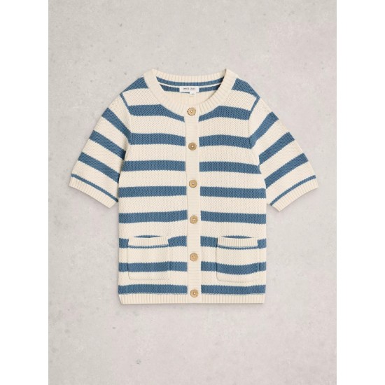 White Stuff Isabella Short Sleeve Cardi in Blue Multi