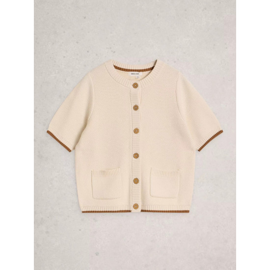 White Stuff Isabella Short Sleeve Cardigan in Pale Ivory