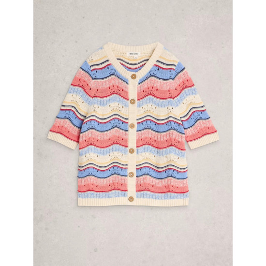 White Stuff Isabella Wavy Cardi in Ivory Multi