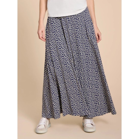 White Stuff Jada Eco Vero Maxi Skirt in Blue Print