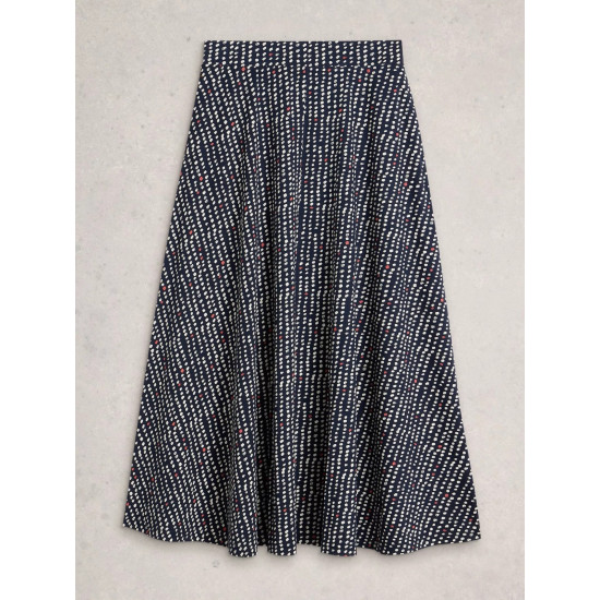 White Stuff Jada Maxi Jersey Skirt in Navy Multi