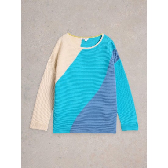 White Stuff Jana Abstract Jumper in Bright Blue