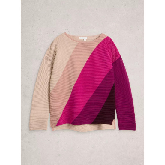 White Stuff Jana Colourblock Jumper in Purple Multi