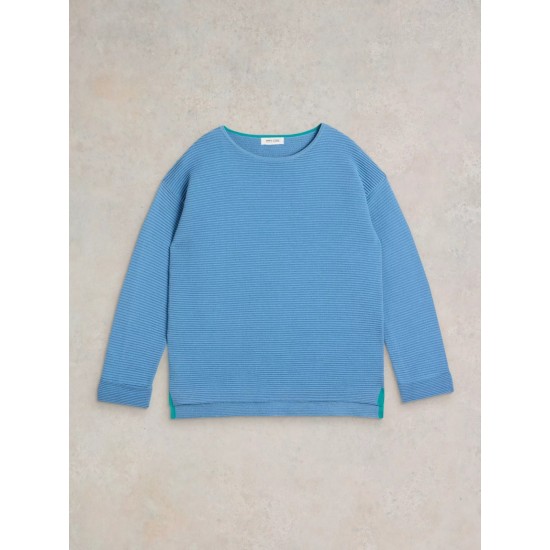 White Stuff Jana Crew Neck Jumper in Mid Blue