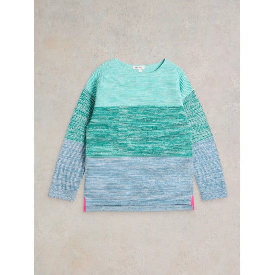 White Stuff Jana Twist Jumper in Blue Multi