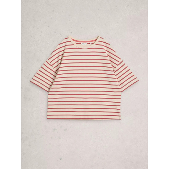 White Stuff Kat Stripe Tee in Ivory Multi