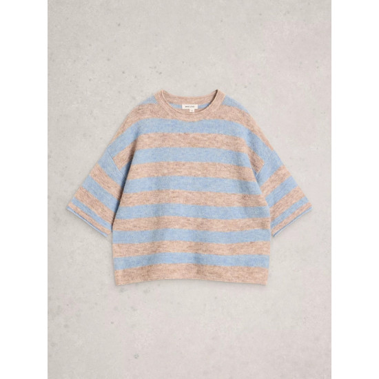White Stuff Kate Knitted Stripe Tee in Natural Multi