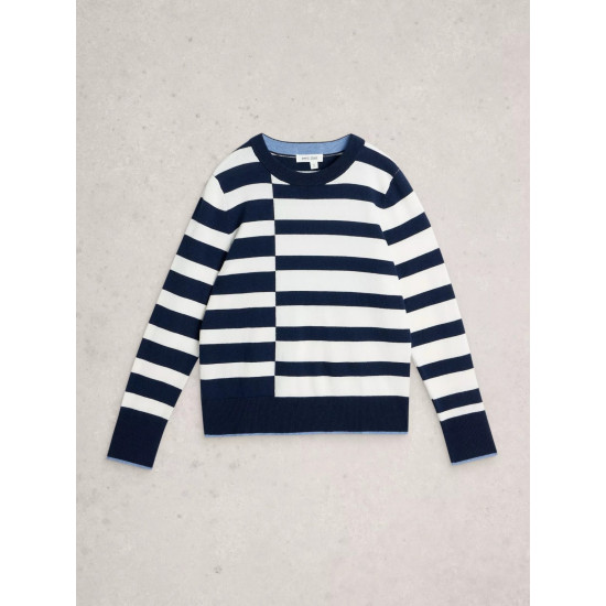 White Stuff Katie Striped Jumper in Navy Multi
