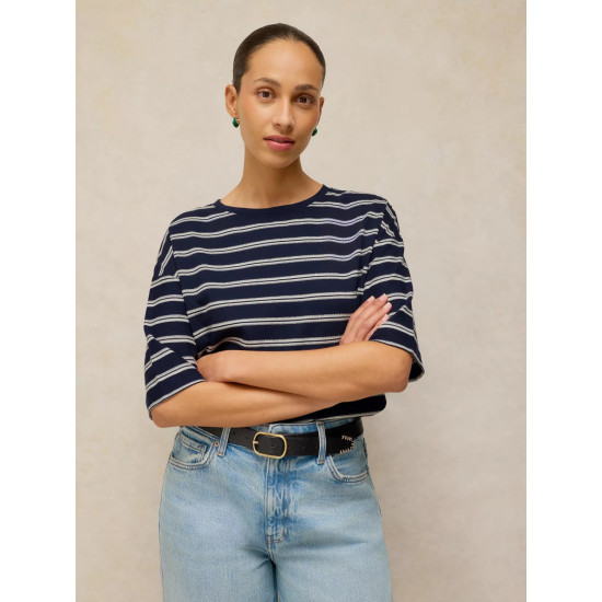 White Stuff Katya Stripe Tee in Navy Multi
