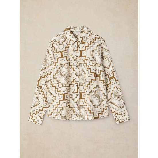 White Stuff Libby Organic Cotton Shirt in Ivory Print