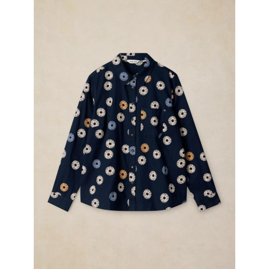 White Stuff Libby Organic Cotton Shirt in Navy Print