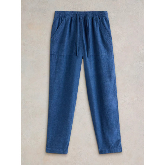 White Stuff Linen Blend Elle Trouser in Chambray Blue