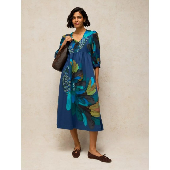 White Stuff Lucy Dress in Teal Print