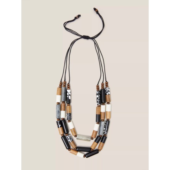 White Stuff Marilla Multi Row Necklace in Black Multi