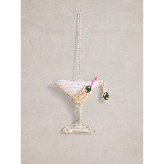 White Stuff Martini Sparkle Hanging Dec in Silver Tone Metallic
