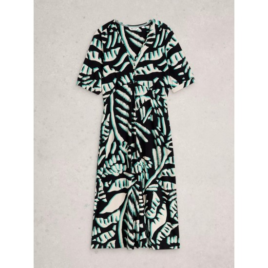 White Stuff Megan Jersey Dress in Black Multi