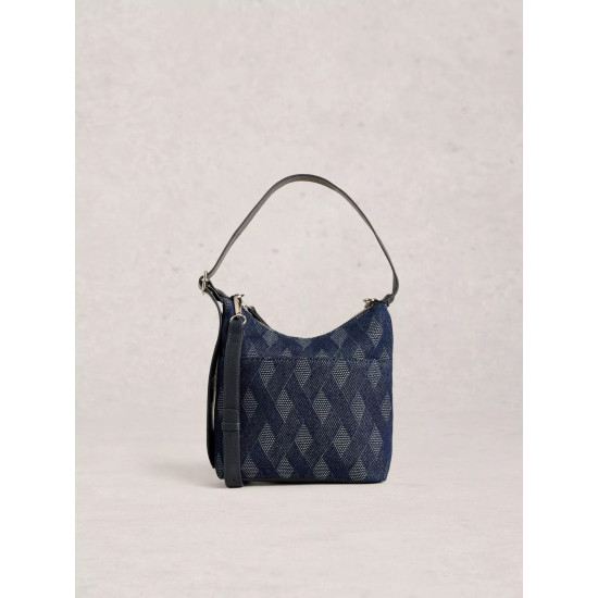 White Stuff Mini Sophia Jacquard Crossbody Bag in Dark Blue