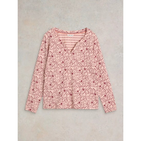 White Stuff Nelly Long Sleeve Tee in Pink Print