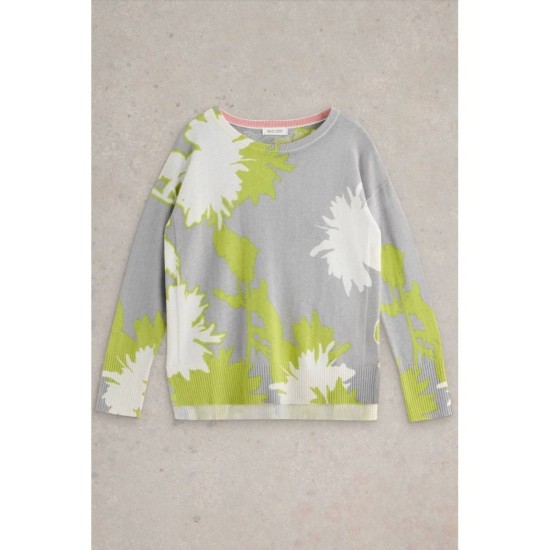 White Stuff Olive Floral Jumper in Grey Print