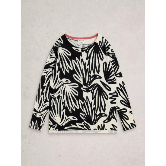 White Stuff Olive Print Crew Neck Jumper in Black Multi