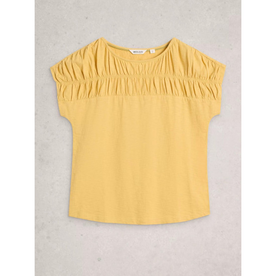 White Stuff Rachel Ruched Tee in Light Yellow