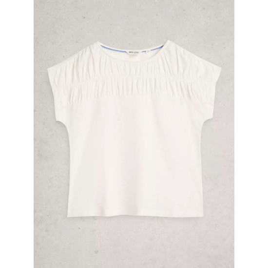 White Stuff Rachel Ruched Tee in Natural White