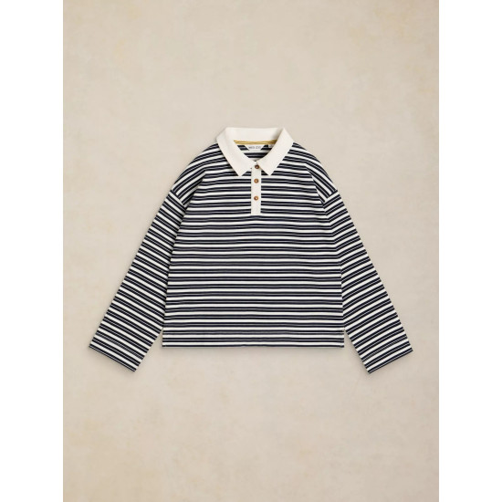 White Stuff Riley LS Rugby Polo in Navy Multi