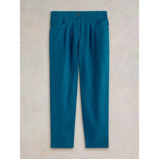 White Stuff Rowena Linen Trousers in Bright Blue