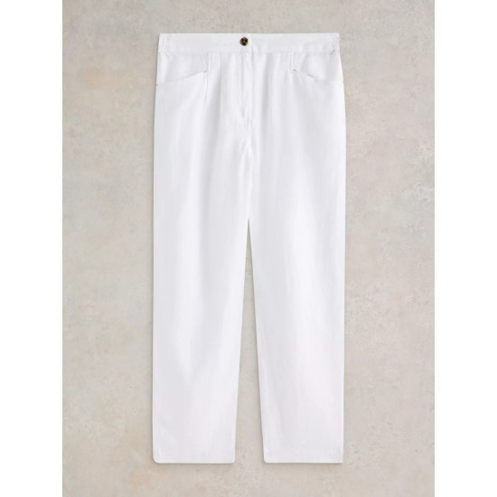White Stuff Rowena Linen Trousers in Brilliant White
