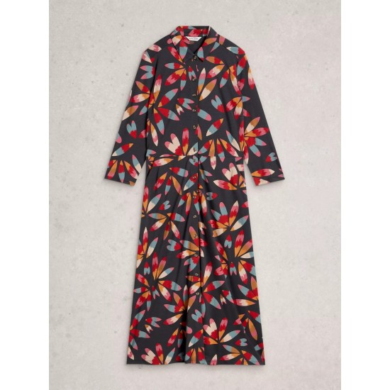 White Stuff Rua Collared Shirt Dress in Grey Multi