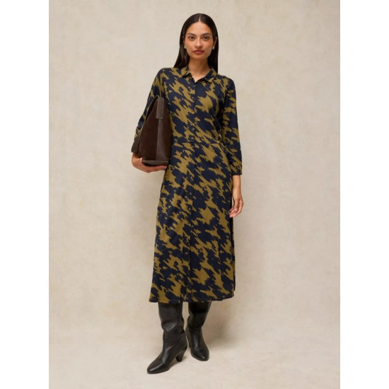 White Stuff Rua Jersey Shirt Dress in Green Multi