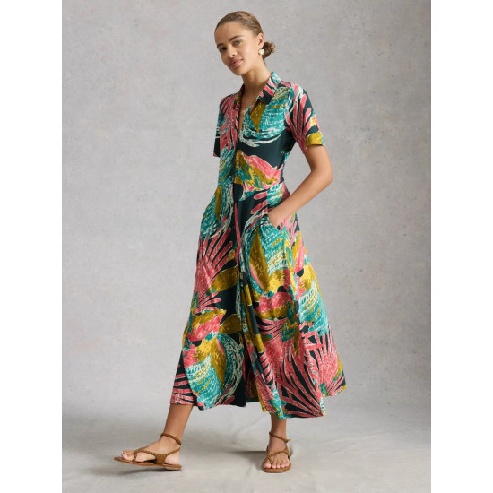 White Stuff Rua Jersey Shirt Dress in Pink Multi