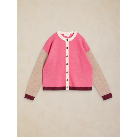 White Stuff Sansa Colourblock Cardi in Pink Multi