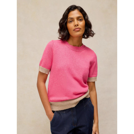White Stuff Sansa Knitted Tee in Pink Multi