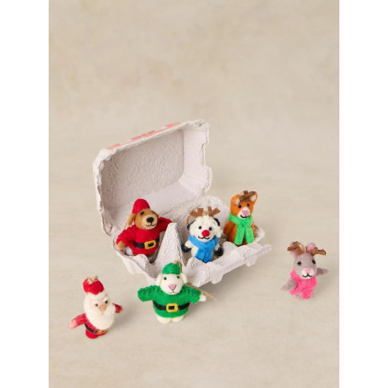 White Stuff Santa and Friends Egg Box in Red Multi