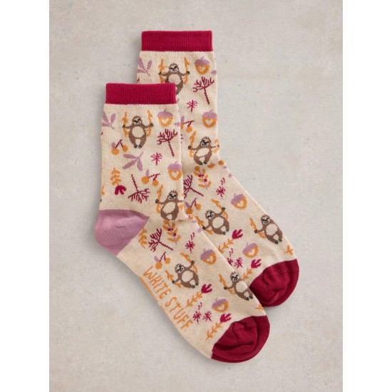 White Stuff Slothing Around Ankle Sock in Natural Multi
