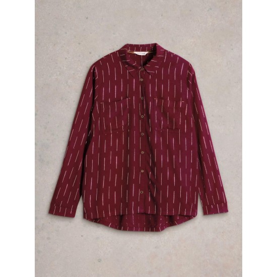 White Stuff Sophie Metallic Shirt in Plum Multi
