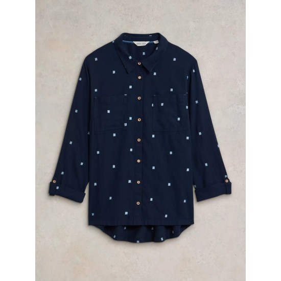 White Stuff Sophie Organic Cotton Shirt in Dark Navy