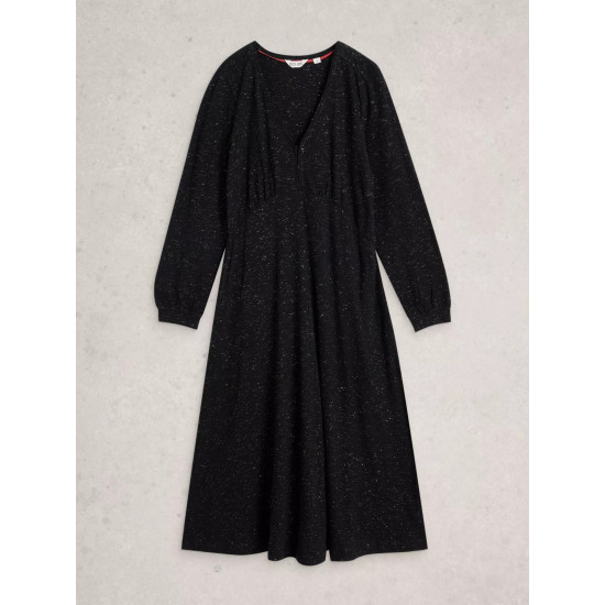 White Stuff Megan Sparkle Jersey Dress in Pure Black