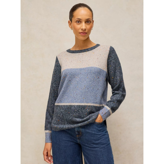 White Stuff Talia Nep Block Jumper in Blue Multi